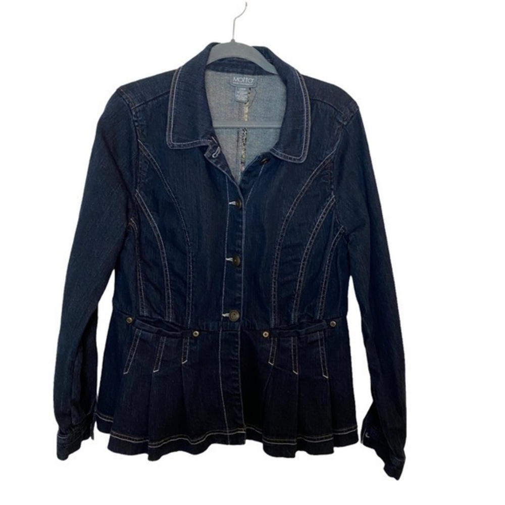 Motto Your Style Mantra Dark Wash Denim Jacket Size Large